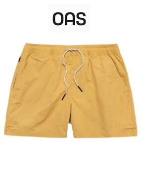 OAS Sweden Zabalone Swim Shorts S Mustard Gold Nylon Trunks Quick Dry Resort